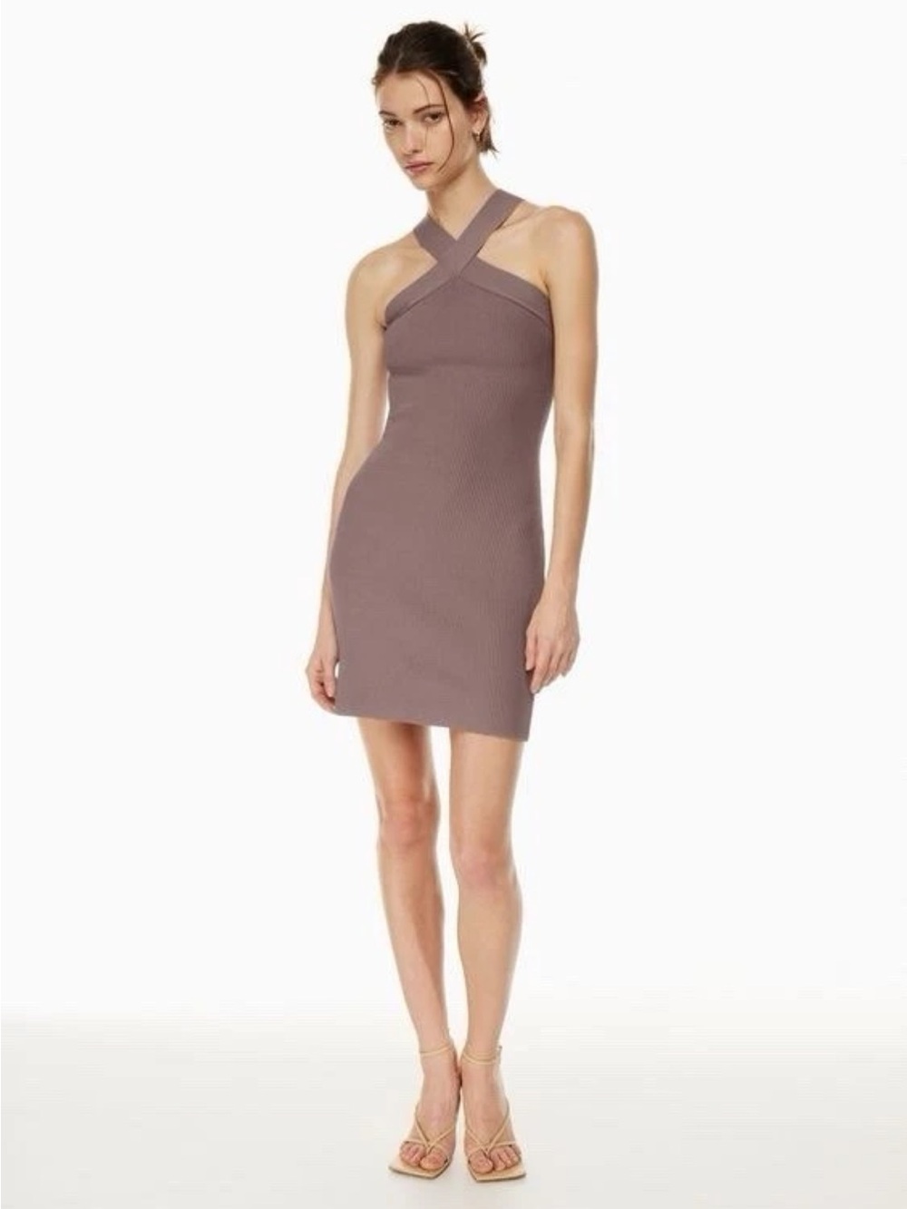 Babaton  Ribbed Dress in Mauve Taupe